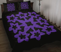 Hawaiian Quilt Bed Set Royal Pattern - Black And Purple - A1 Style - Polynesian Pride