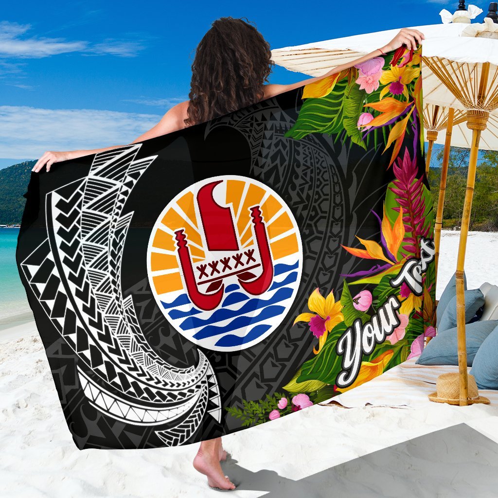 Tahiti Sarong - Custom Personalised Seal Spiral Polynesian Patterns Sarong - Tahiti Black - Polynesian Pride