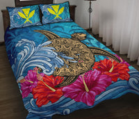 Hawaii Sea Turtle Hibiscus Coconut Tree Quilt Bed Set - Polynesian Pride