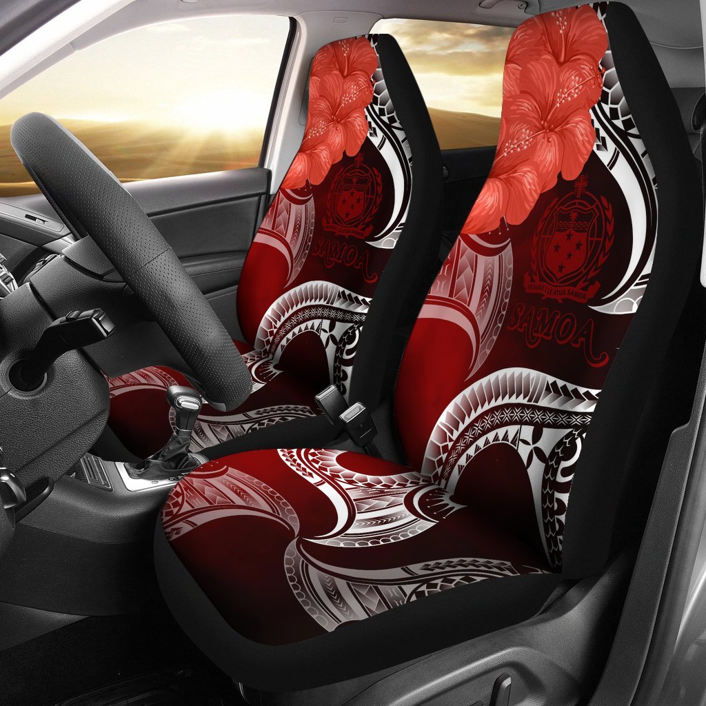 Samoa Car Seat Covers - Samoa Seal Wave Style (Red) Universal Fit Red - Polynesian Pride