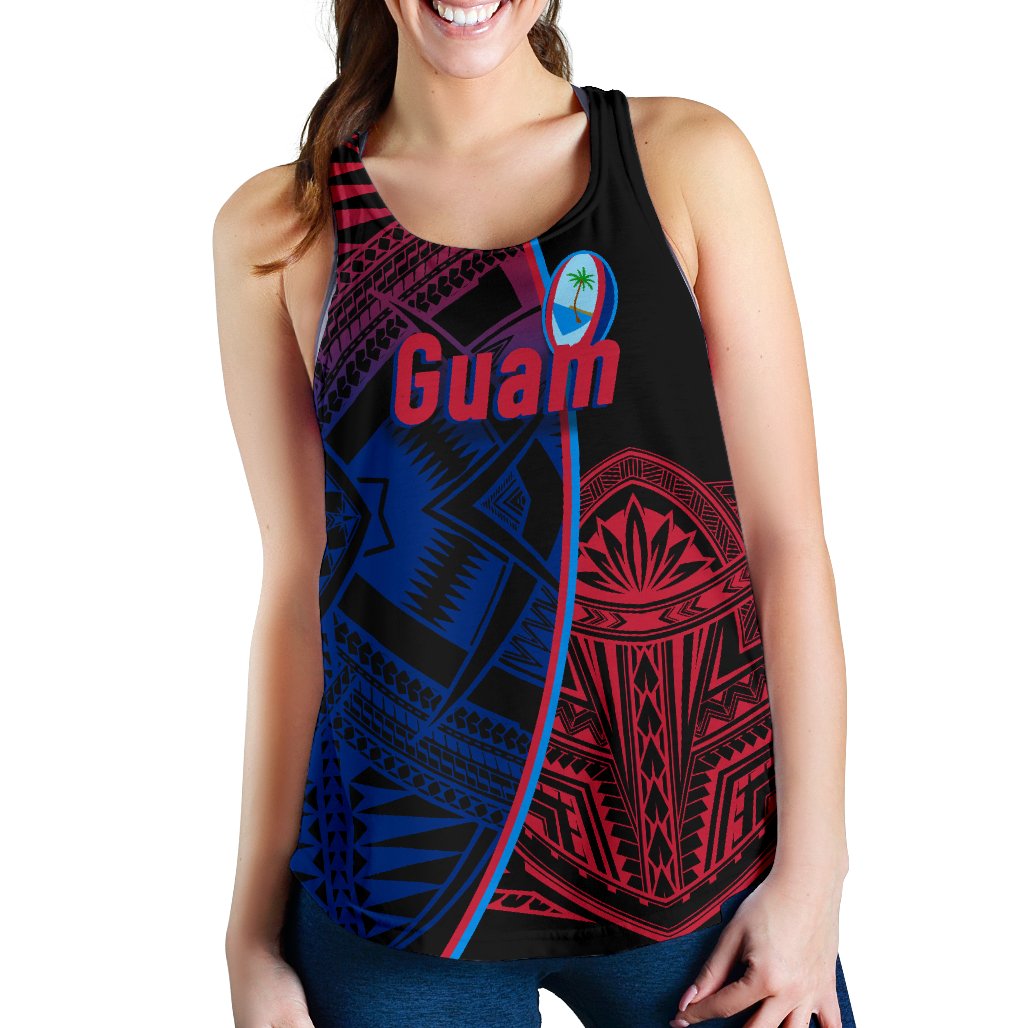 Guam Rugby Women Racerback Tank Guam Impressive Version Blue - Polynesian Pride