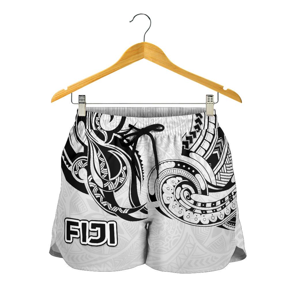 Fiji Rugby Women Shorts Polynesian Waves Style Women White - Polynesian Pride