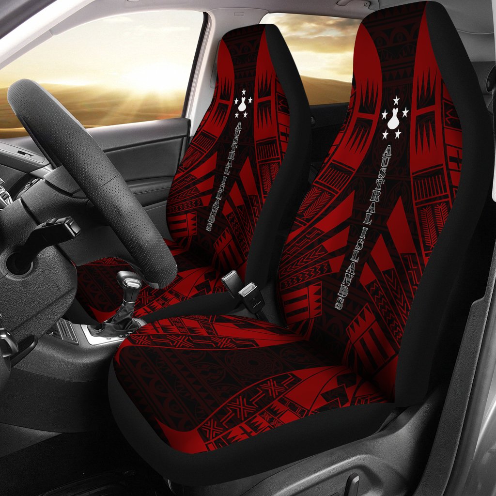 Austral Islands Car Seat Covers - Austral Islands Flag Polynesian Tattoo Red Universal Fit Red - Polynesian Pride