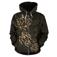 Zip up Hoodie Guam Family Turtles Map Polynesian Gold - Polynesian Pride