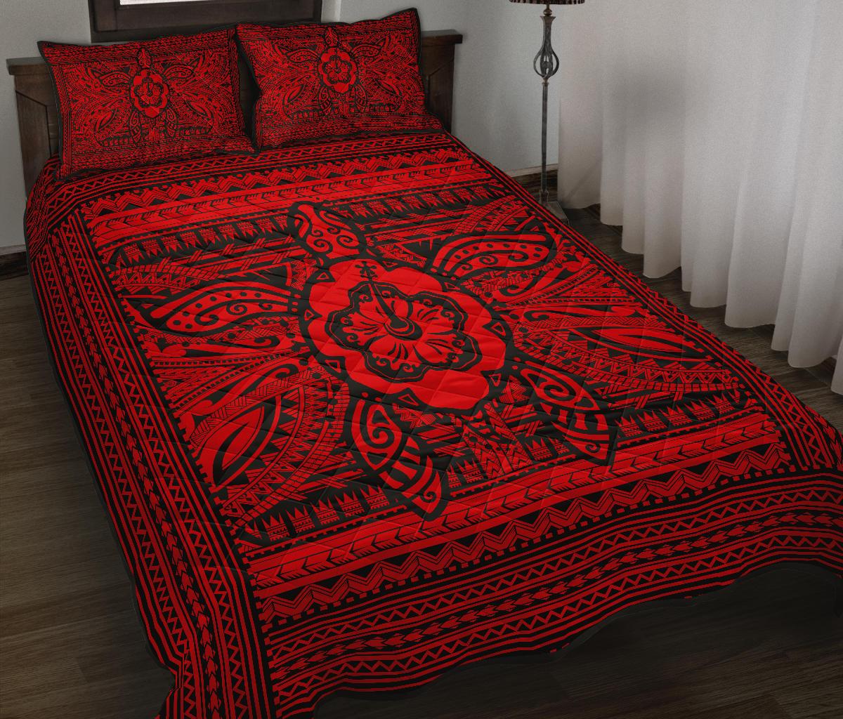 Hawaii Polyensian Turtle Quilt Bed Set Red - Polynesian Pride