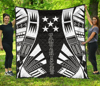 Gambier Islands Premium Quilt - Gambier Islands Flag Polynesian White Tattoo (Black) Black - Polynesian Pride
