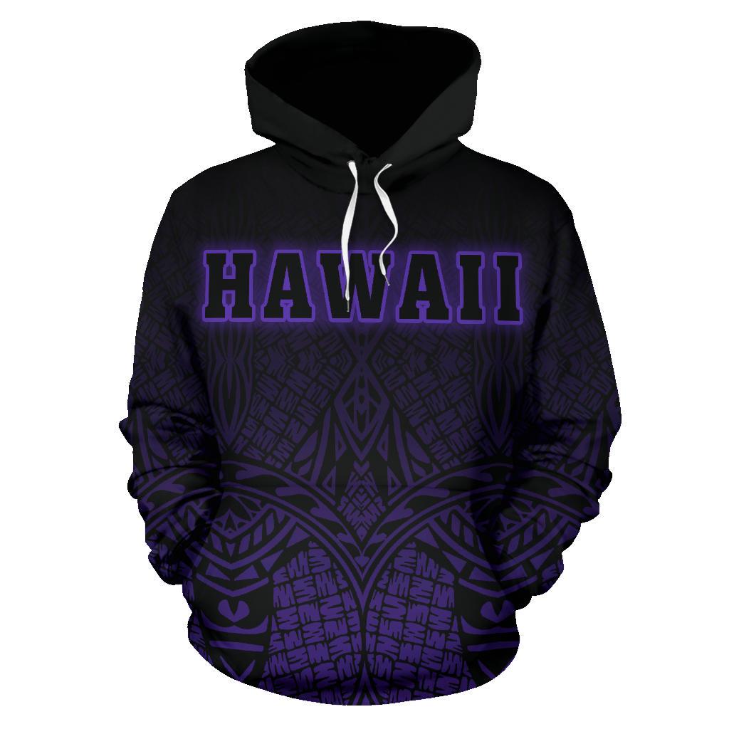 Hawaii Kanaka Polynesian Hoodie Violet Neon Style - Polynesian Pride