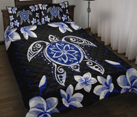 Hawaiian Icon Blue Turtle Plumeria Quilt Bed Set - Polynesian Pride