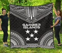 Gambier Islands Premium Quilt - Gambier Islands Flag Polynesian Chief Black Version Black - Polynesian Pride