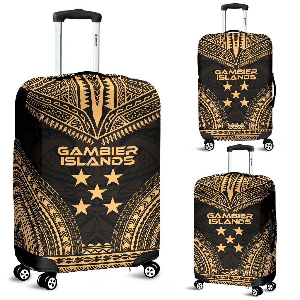 Gambier Islands Polynesian Chief Luggage Cover - Gold Version Gold - Polynesian Pride