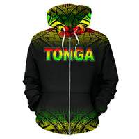Tonga Polynesian All Over Zip up Hoodie Reggae Fog - Polynesian Pride