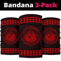 Hawaii Kakau Polynesian Coat Of Arms Bandana 3 - Pack - Red - Polynesian Pride