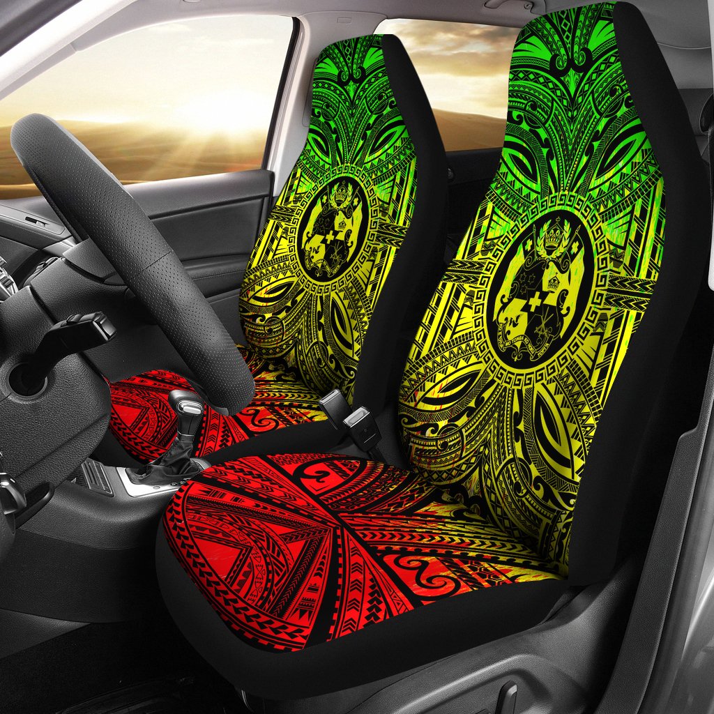 Tonga Car Seat Cover - Tonga Coat Of Arms Polynesian Reggae Style Universal Fit Reggae - Polynesian Pride