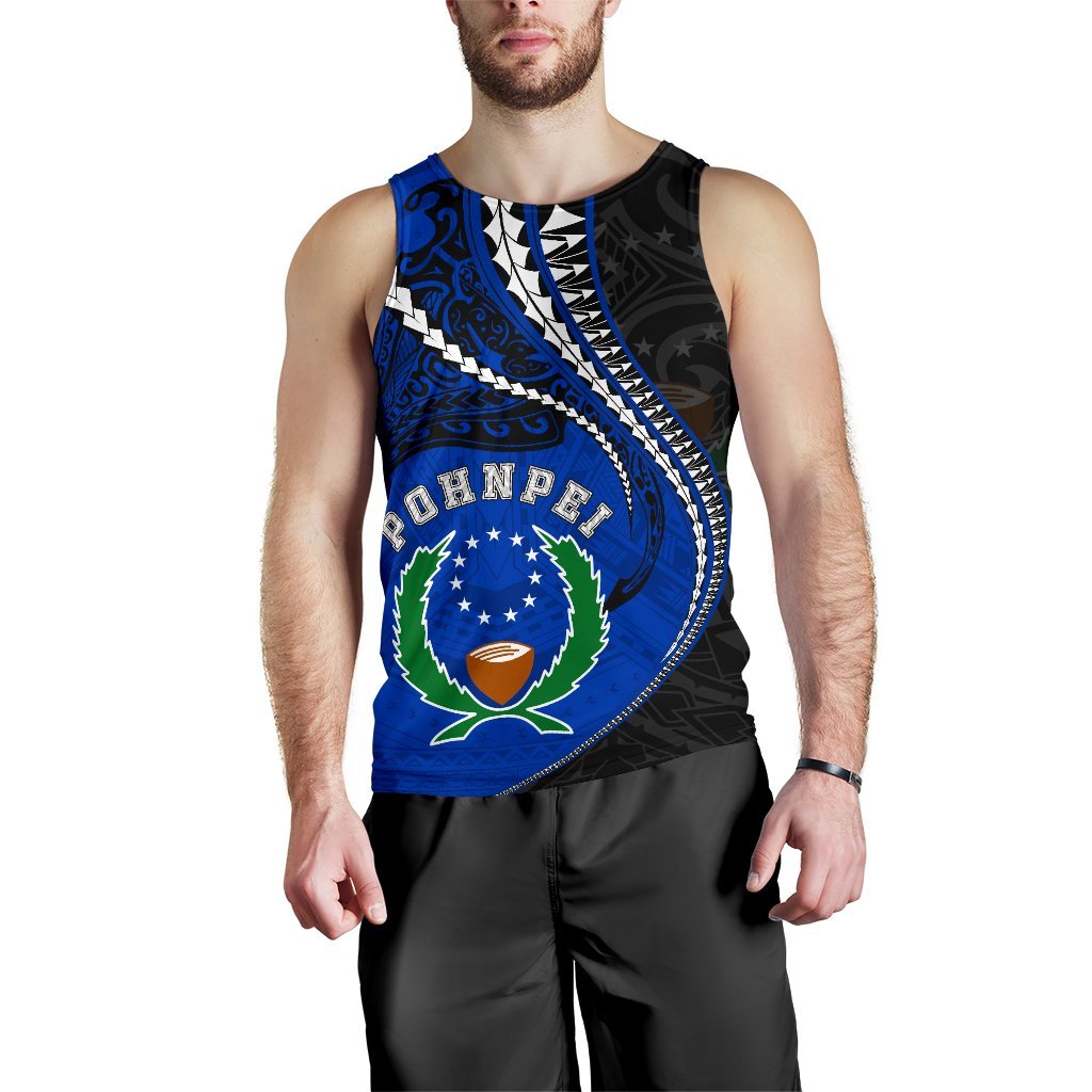 Pohnpei Men's Tank Top Kanaloa Tatau (Black) - Polynesian Pride