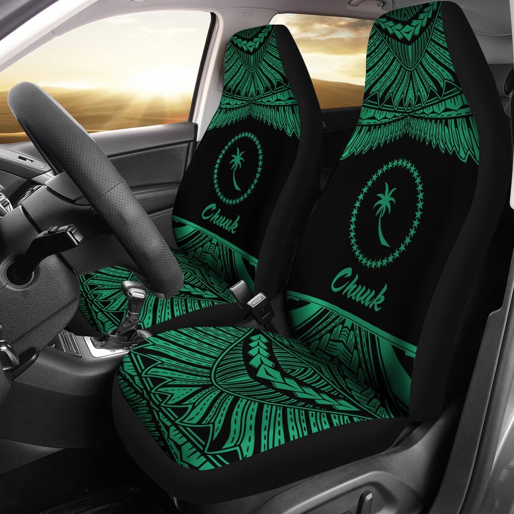 Chuuk Polynesian Car Seat Covers - Pride Green Version Universal Fit Green - Polynesian Pride