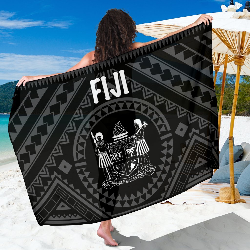 Fiji Sarong - Fiji Seal With Polynesian Tattoo Style (Black) One Style One Size Black - Polynesian Pride