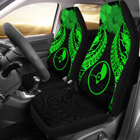 Yap Polynesian Car Seat Covers Pride Seal And Hibiscus Green Universal Fit Green - Polynesian Pride