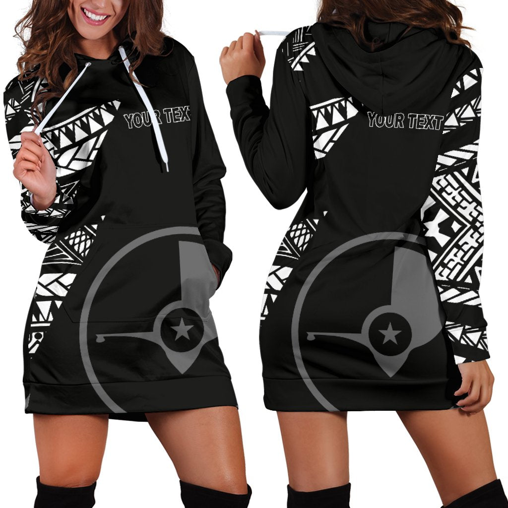 Yap Personalised Custom Women's Hoodie Dress - Micronesian Pattern Flash Black Black - Polynesian Pride