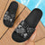 Kosrae Slide Sandals - Turtle Hibiscus Pattern Black Black - Polynesian Pride