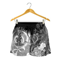 Vanuatu Custom Personalised Women's Short - Humpback Whale with Tropical Flowers (White) - Polynesian Pride