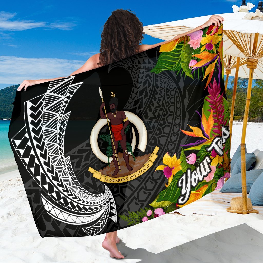 Vanuatu Sarong - Custom Personalised Seal Spiral Polynesian Patterns Sarong - Vanuatu Black - Polynesian Pride