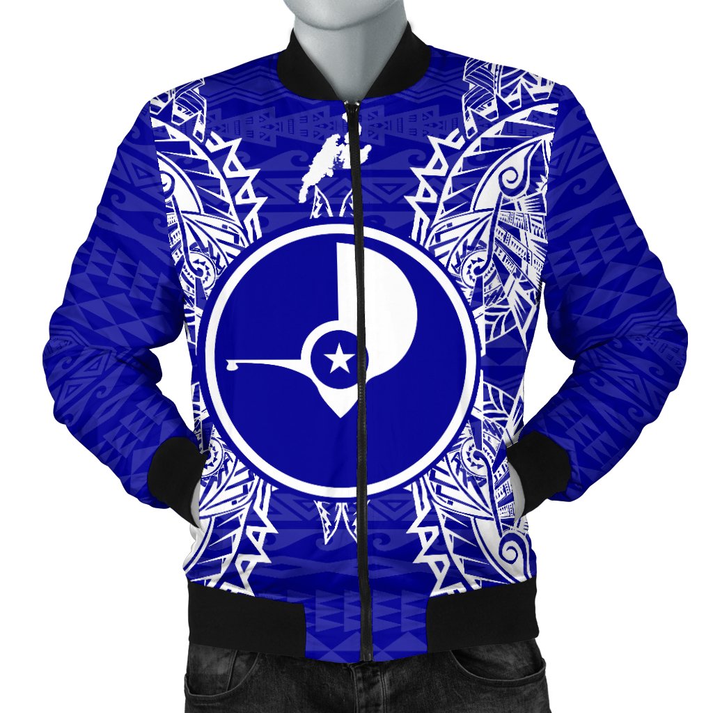 Yap Polynesian Men's Bomber Jacket Map Blue Blue - Polynesian Pride