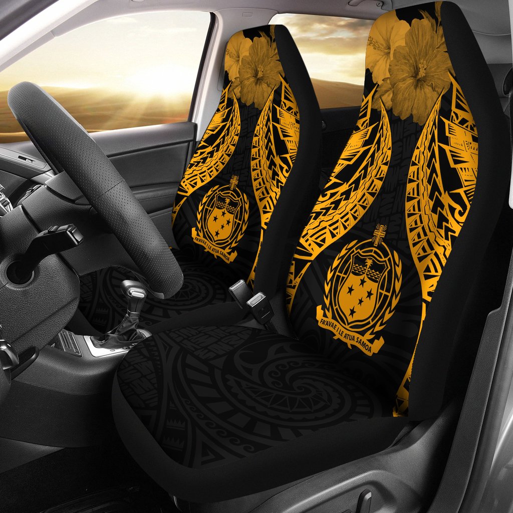 Samoa Polynesian Car Seat Covers Pride Seal And Hibiscus Gold Universal Fit Gold - Polynesian Pride