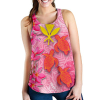 Hawaii Women's Racerback Tank - Polynesian Pink Plumeria Turtle - Polynesian Pride