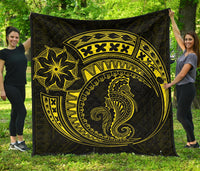 Polynesian Quilt - Polynesian Yellow Seahorse Tattoo Yellow - Polynesian Pride