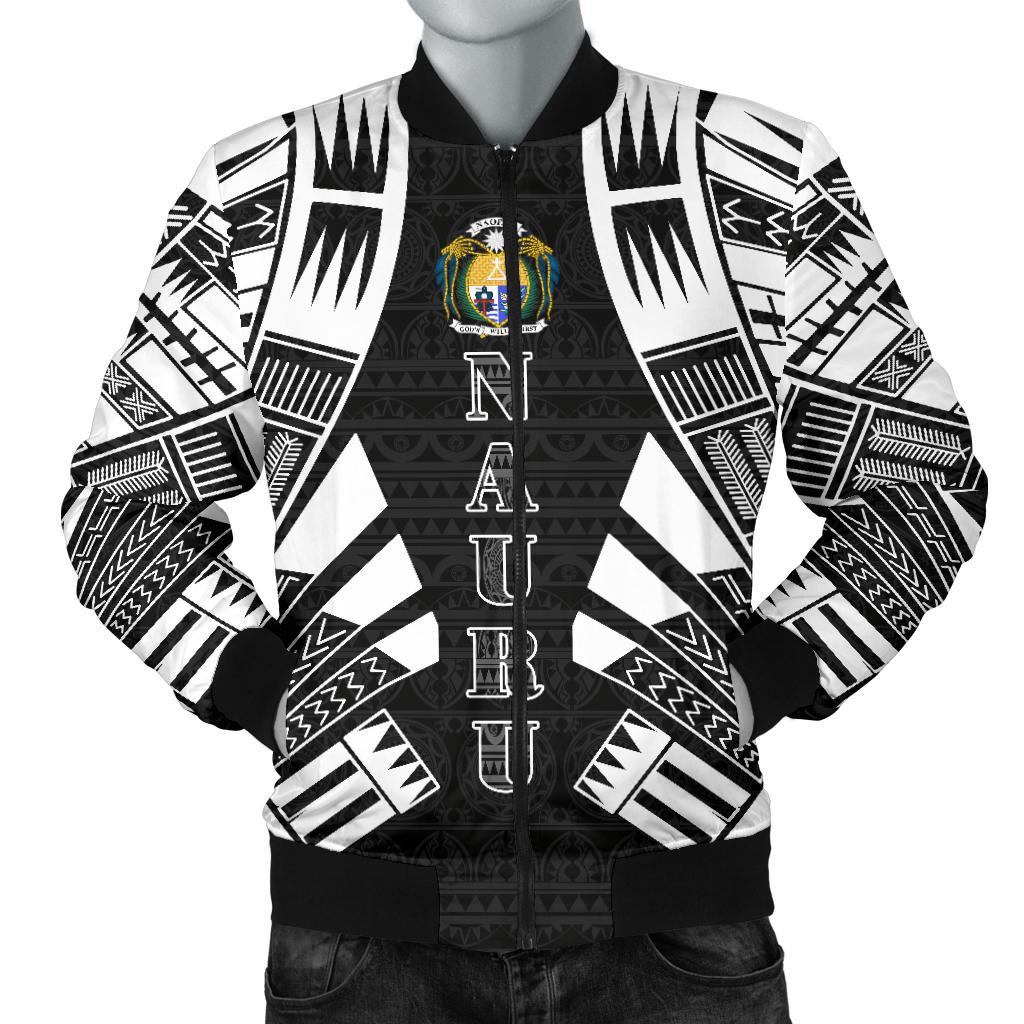 Nauru Men Bomber Jackets - Polynesian Tattoo Black Black - Polynesian Pride