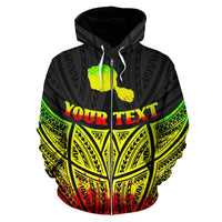 Tahiti Polynesian Custom Zip up Hoodie Reggae Pride Map and Seal - Polynesian Pride