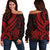 Palau Women's Off Shoulder Sweater - Red Tentacle Turtle Red - Polynesian Pride