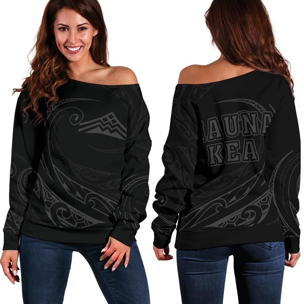 Hawaiian Mauna Kea Polynesian Women's Off Shoulder Sweater - Gray - Frida Style Gray - Polynesian Pride