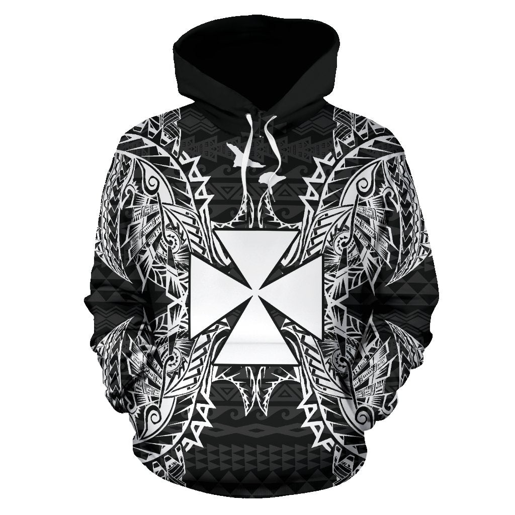 Wallis nd Futuna Polynesian ll Over Hoodie Map Black - Polynesian Pride