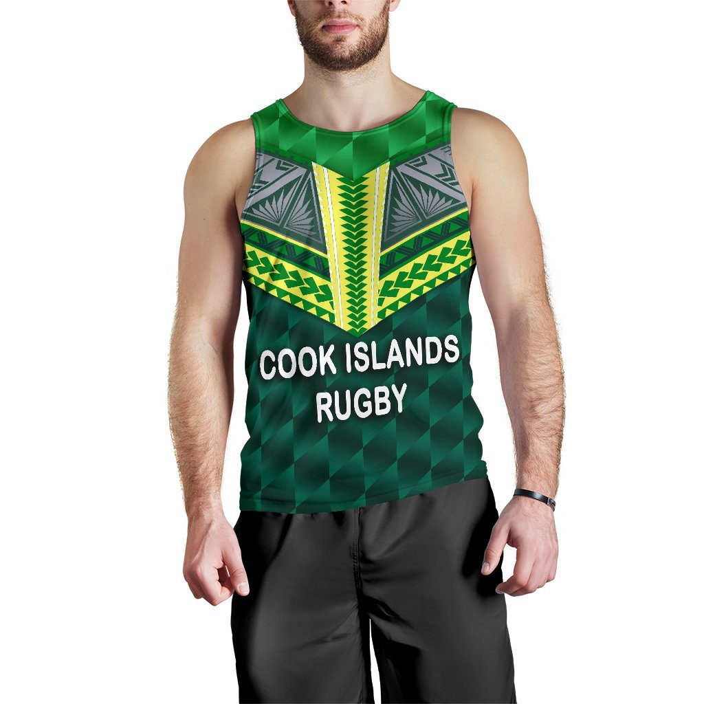 Cook Islands Rugby Men Tank Top Green - Polynesian Pride