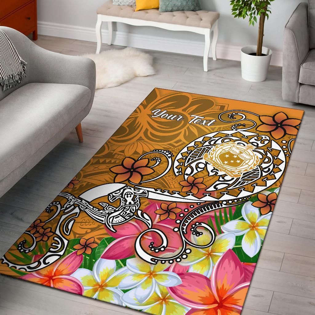 Samoa Custom Personalised Area Rug - Turtle Plumeria (Gold) Gold - Polynesian Pride