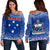 Samoa Women's Off Shoulder Sweater - Polynesian Fog Blue blue - Polynesian Pride