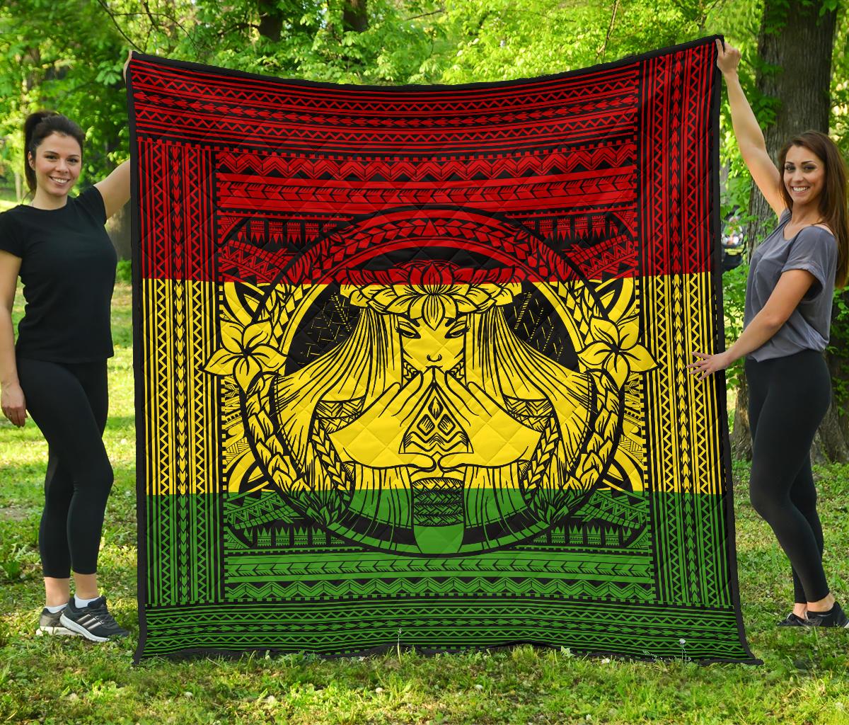 Hawaii Polynesian Pele Mauna Kea Premium Quilt Red - Polynesian Pride