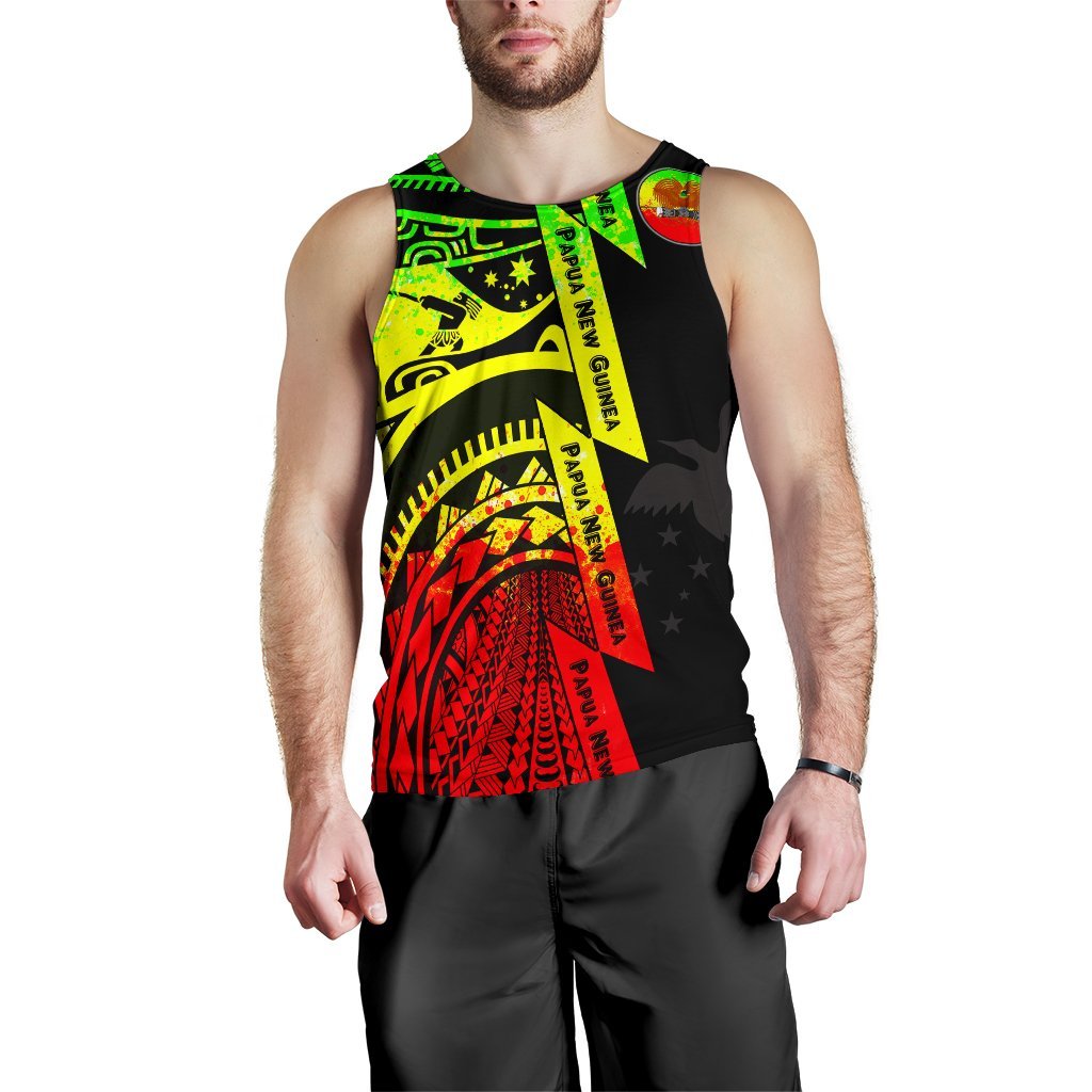 Polynesian Guinea Men's Tank Top - Moana Maui Tattoo With Coat Of Arm Guinea Reggae - Polynesian Pride