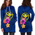 Hawaii Polynesian Women's Hoodie Dress - Floral With Seal Blue - Polynesian Pride