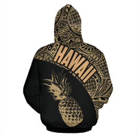 Hawaii Zip up Hoodie Hawaii Pineapple Polynesian Tattoo Black Version - Polynesian Pride