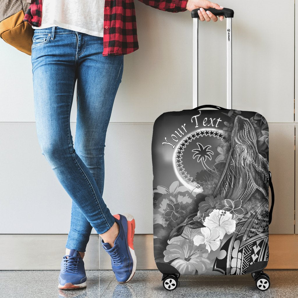 Custom Personalised Chuuk Luggage Covers - Humpback Whale with Tropical Flowers (White) White - Polynesian Pride