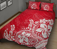 Polynesian Quilt Bed Set - Red Hibiscus Style - Polynesian Pride