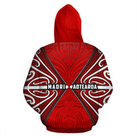 Maori Aotearoa Tribal Roots Zip up Hoodie Red - Polynesian Pride