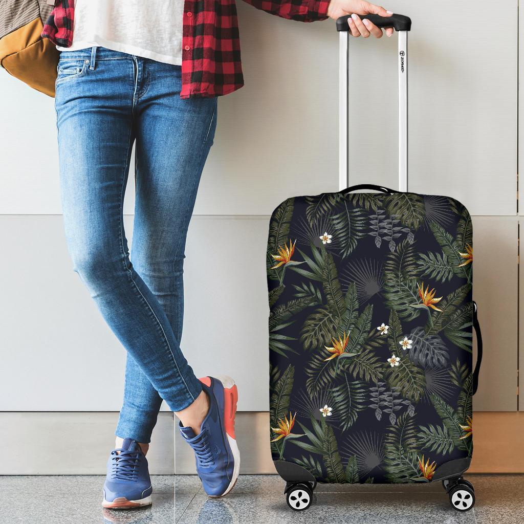 Tropical Leaves And Flowers In The Night Style Luggage Cover - Polynesian Pride
