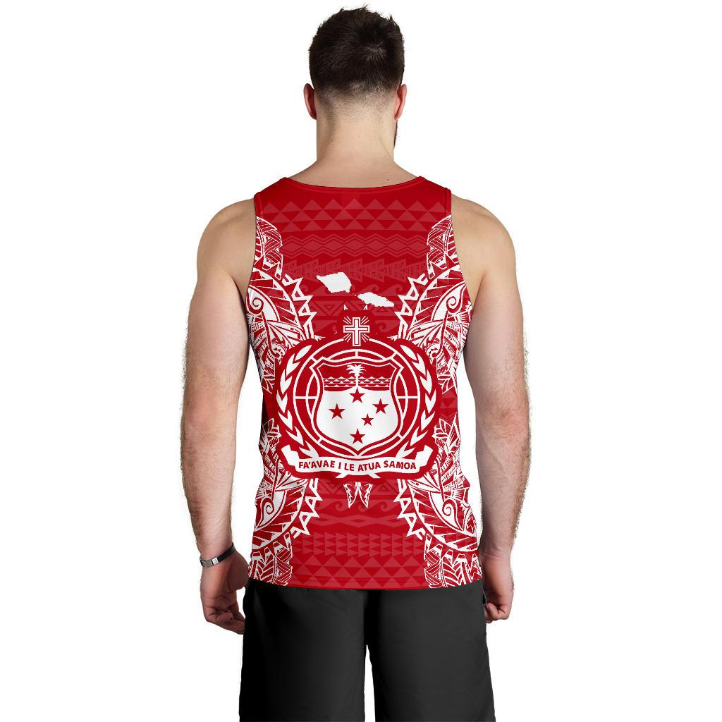 Samoa Polynesian Men Tank Top Map Red White - Polynesian Pride