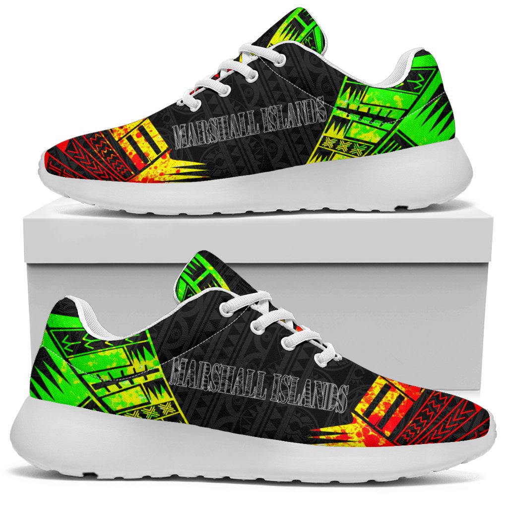 Marshall Islands Sport Sneakers - Polynesian Tattoo Reggae - Polynesian Pride