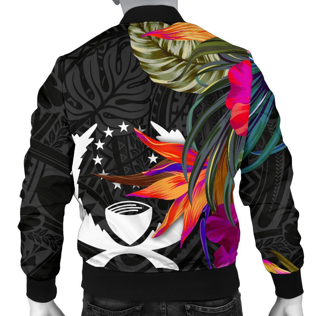 Pohnpei Men's Bomber Jacket - Polynesian Hibiscus Pattern - Polynesian Pride