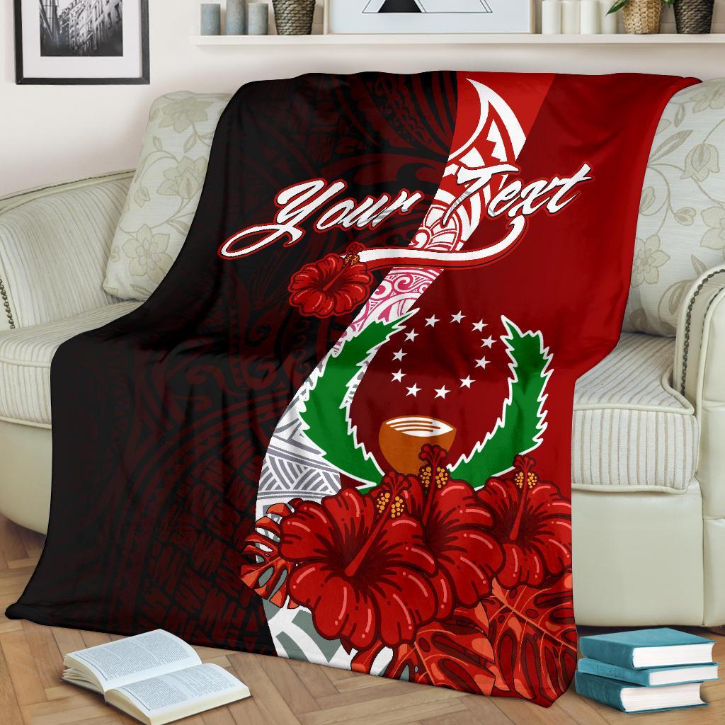 Pohnpei Micronesia Custom Personalised Premium Blanket - Coat Of Arm With Hibiscus - Polynesian Pride