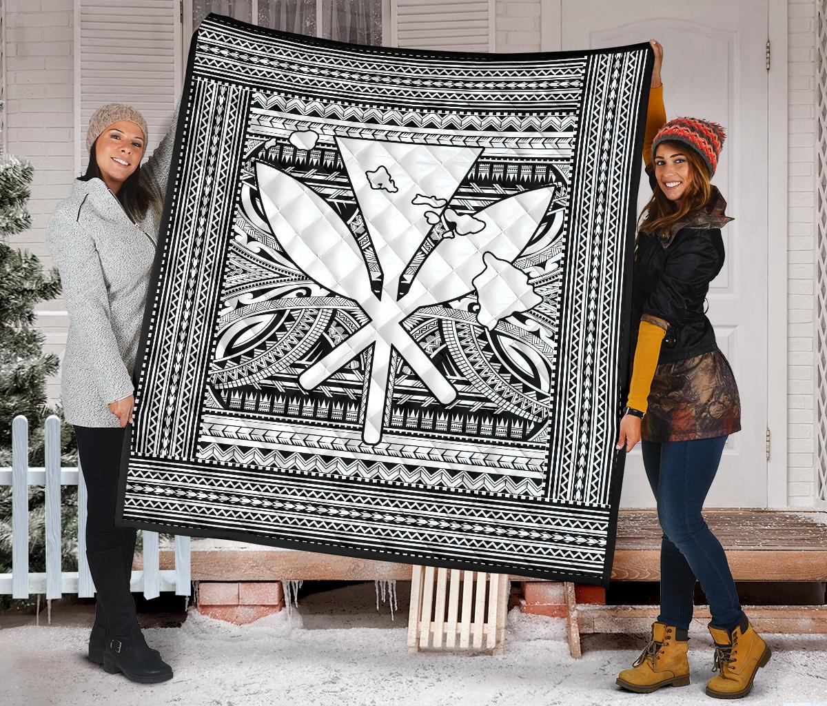 Hawaii Polynesian Kanaka Maoli Premium Quilt White - Polynesian Pride